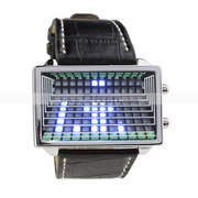 Free Shipping:Blue LED Digital Watch Gift Watch with Leather Band 