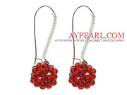 Fashion Style Carnelian and Milk Color Crystal Earrings