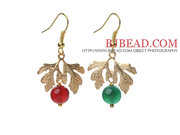  2013 Christmas Green Agate and Carnelian Earrings 