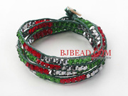  Fashion Red Green Woven Bangle Bracelet 