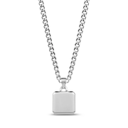 Personalized engravable square steel dog tag cuban chain pendant
